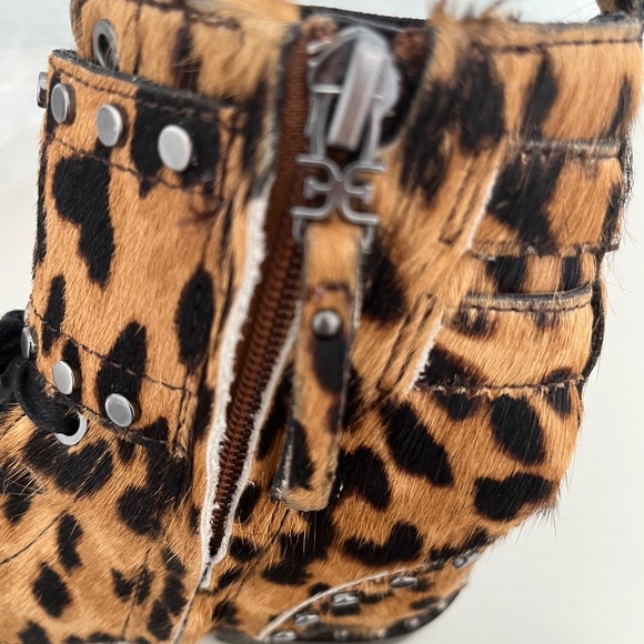 Sam Edelman women’s leopard brown/caramel combat boots studded calfhair Jennifer - Picture 9 of 11